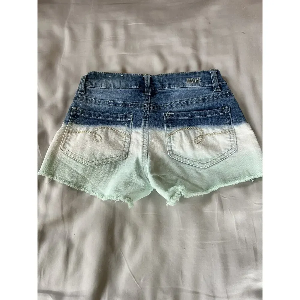 Justice Tie Dye Jean Cut Off Shorts size 8
